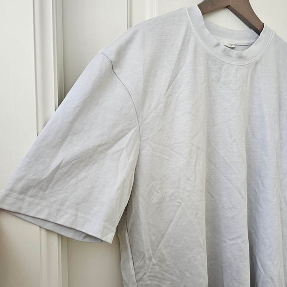 ZARA Basic Relaxed Boxy Fit Light Grey Cotton T-shirt Size X Large - Picture 3 of 5